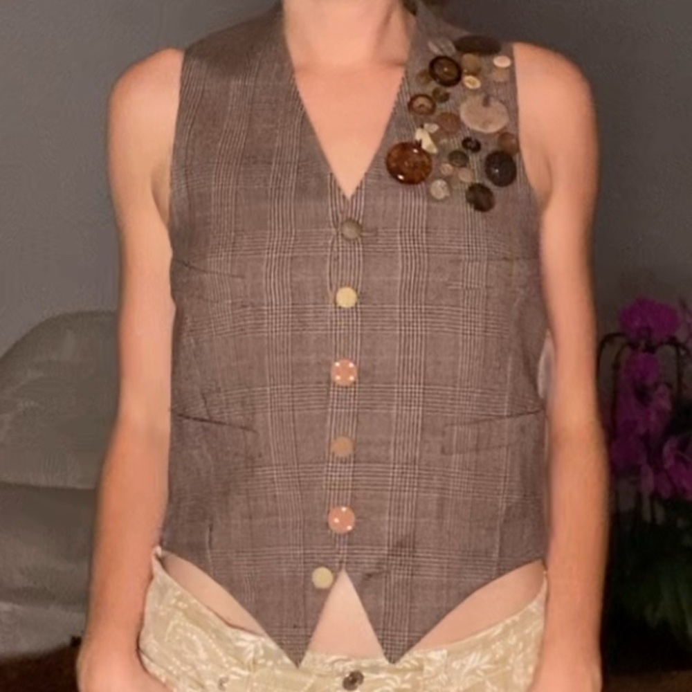 Unique Vintage Brown Button Down Vest